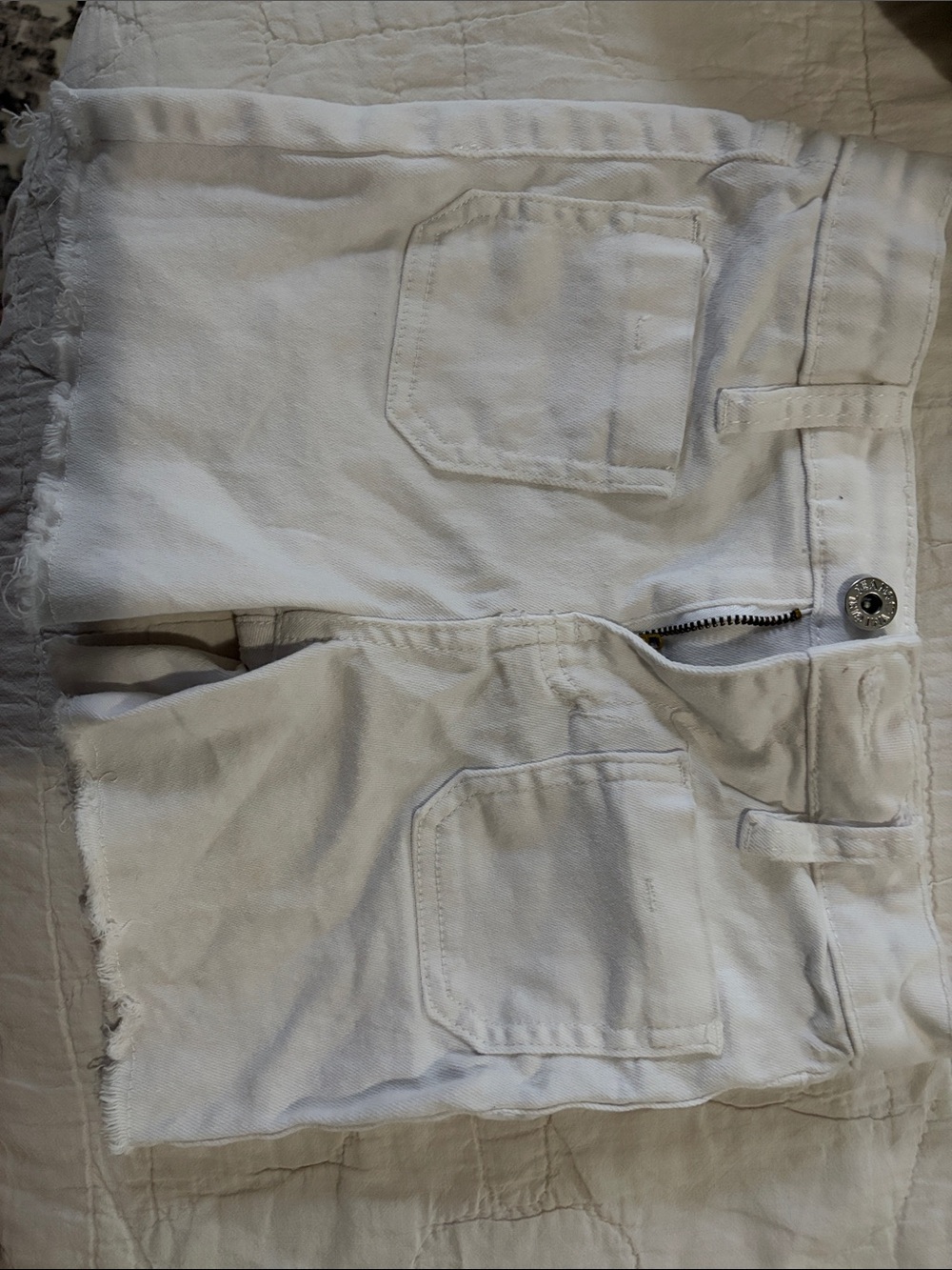 White Girls' Denim Frayed Hem Shorts